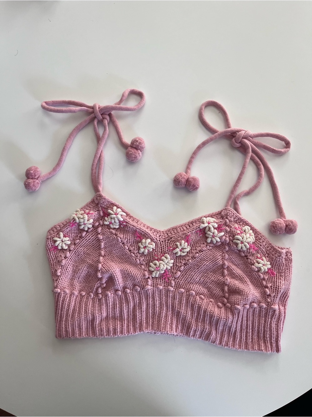 LOVESHACKFANCY Lago Crop Top in Little Bow Pink